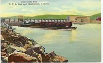 RR barge at Guntersville dam with rail road cars